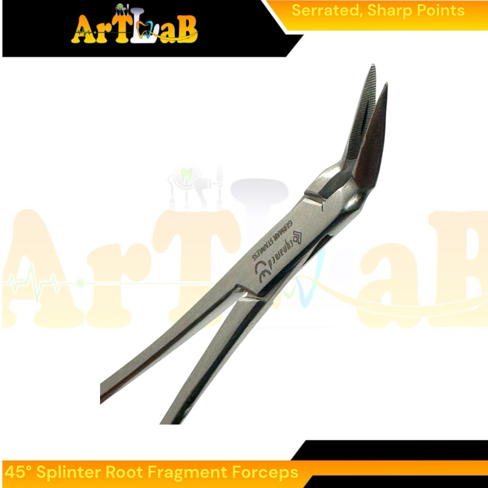 45° Splinter Root Fragment Forceps,5.5", Serrated Sharp Tips, German Steel (1pc)
