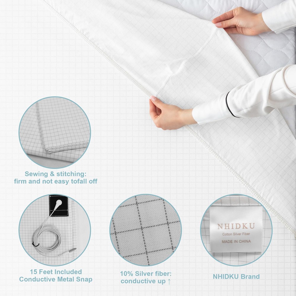 Grounding Sheets King Size,Grounding Flat Sheets 20% Silver for Bed Sleeping ...