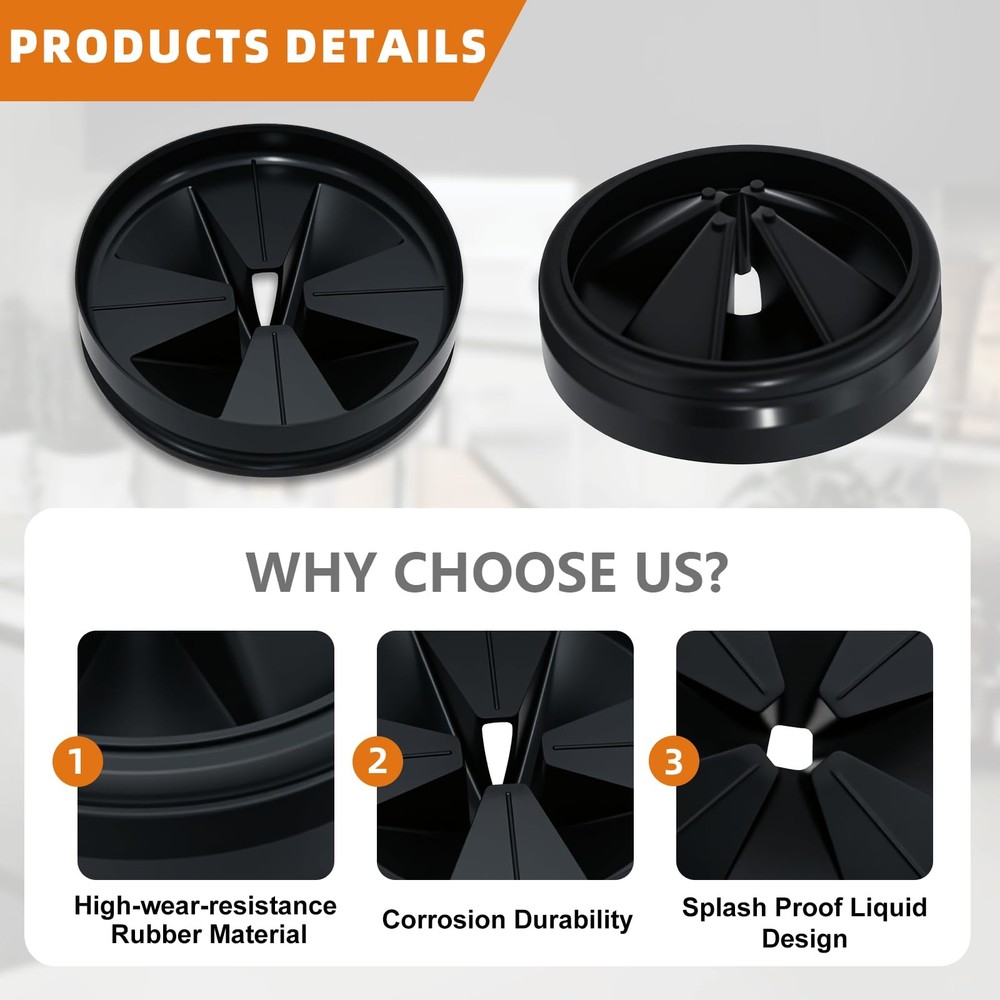Garbage Disposal Splash Guard 3 3/8" for InSinkErator Evolution 3 3/8", Black
