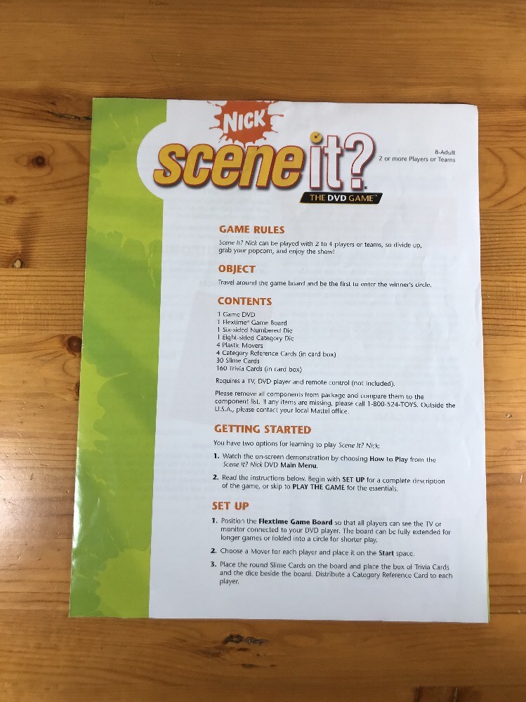 Nick Scene It? Replacement Parts Pieces Rules Instructions Game Long Box