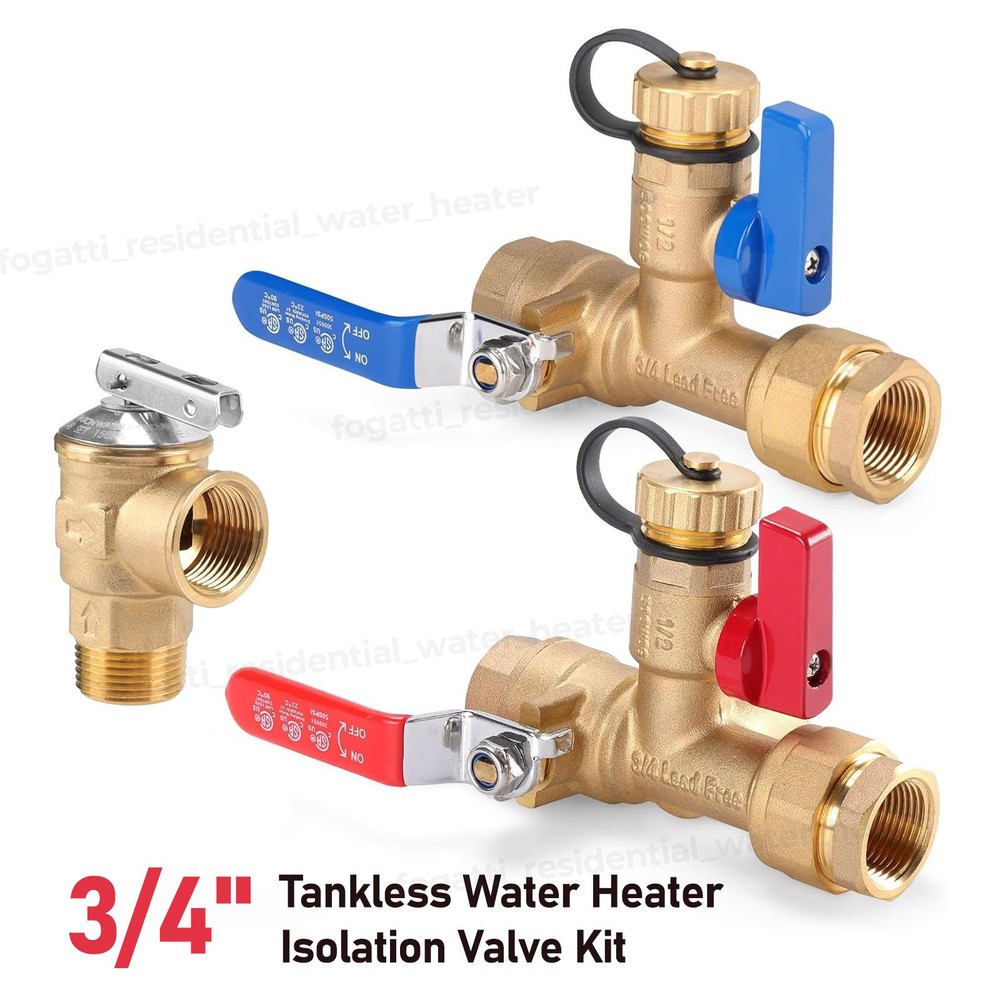 3/4" Threaded Isolation Valve & Pressure Relief Kits for Tankless Water Heater