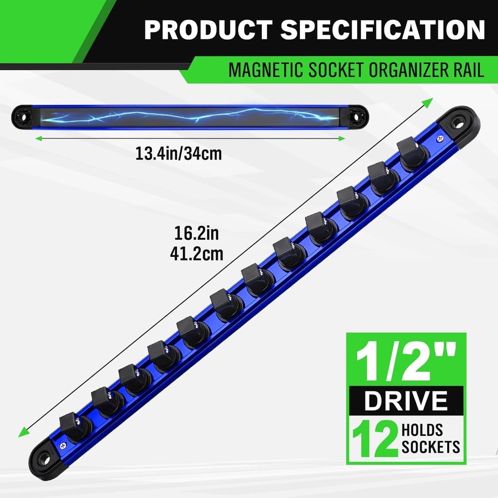 Aluminum 1/2-Inch Socket Organizer Rail - Smart Tool Storage Solution