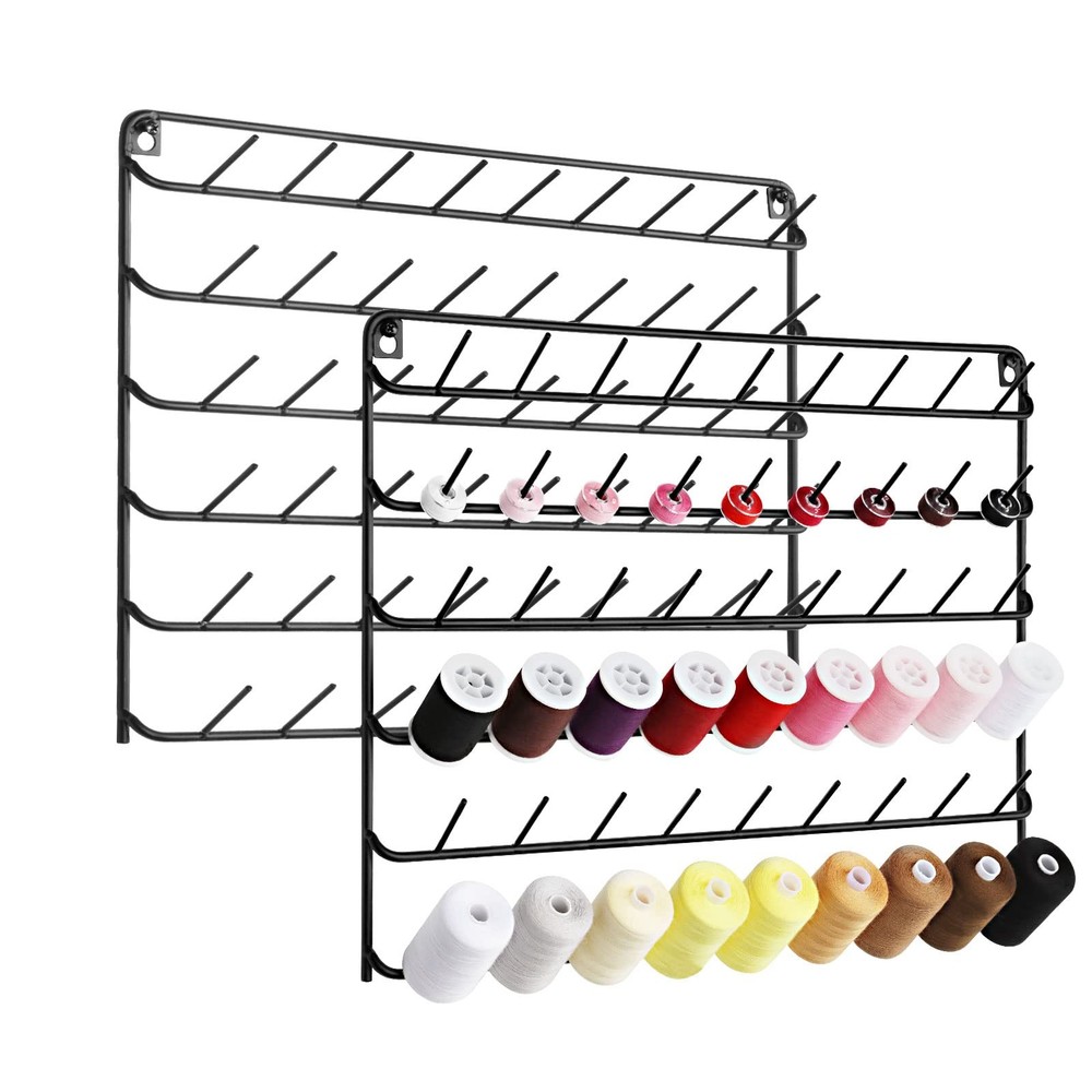 YBING Thread Holder Wall 2 Pack 54 Spools Thread Rack Wall Mount Embroidery S...