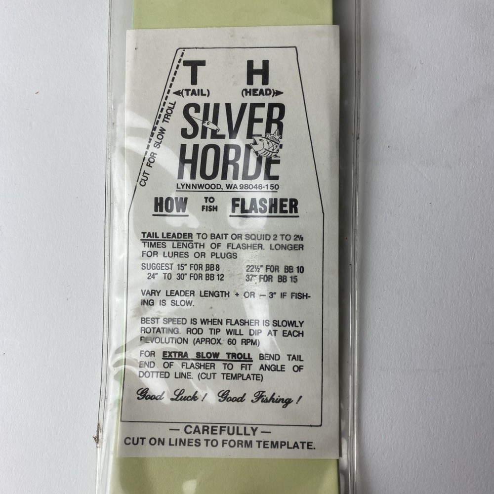 Silver Horde Double B Trolling Flasher Glow Green Spatter Back