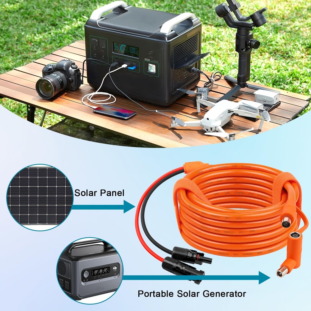 XRDS -RF Solar Panel to DC 8mm Adapter Cable 6FT, Connector 6 FT