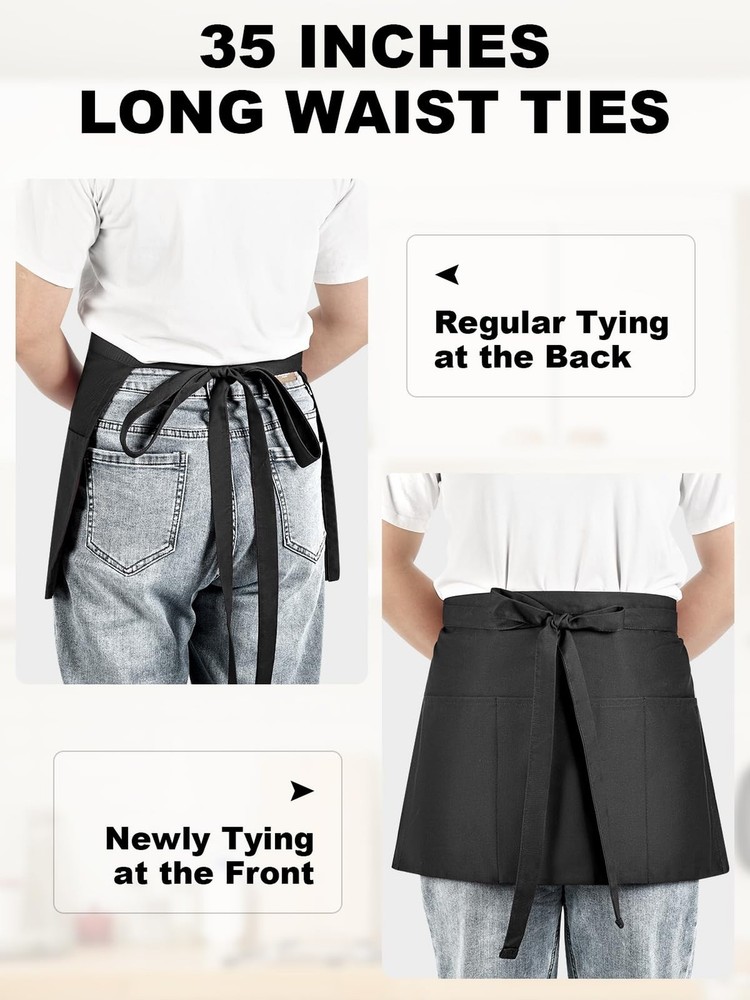 Server Aprons,Waterproof Waitress Aprons bulk Heavy Duty Kitchen Aprons with ...