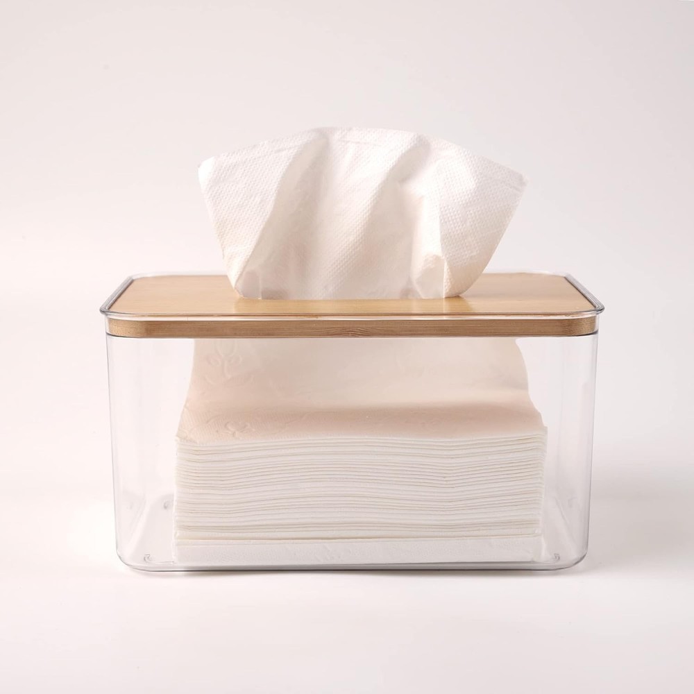 Acrylic Tissue Box Dispenser for Bathroom Kitchen Modern Clear Square