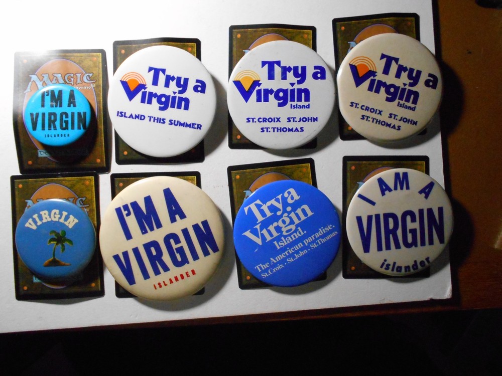 PL187: 8 different Virgin Island pinback buttons