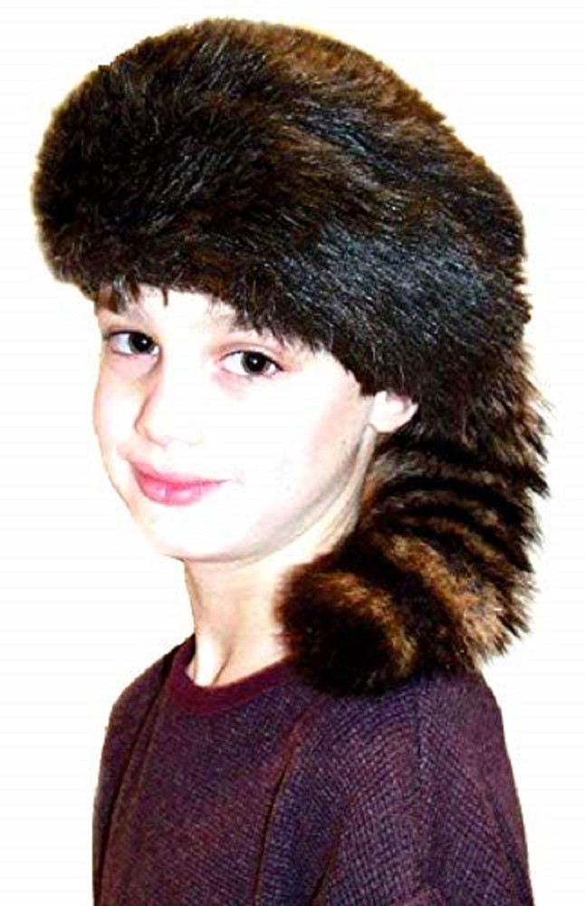 Davy Crockett / Daniel Boon Coon Skin Hat With Real Coon Tail Multi Sizes