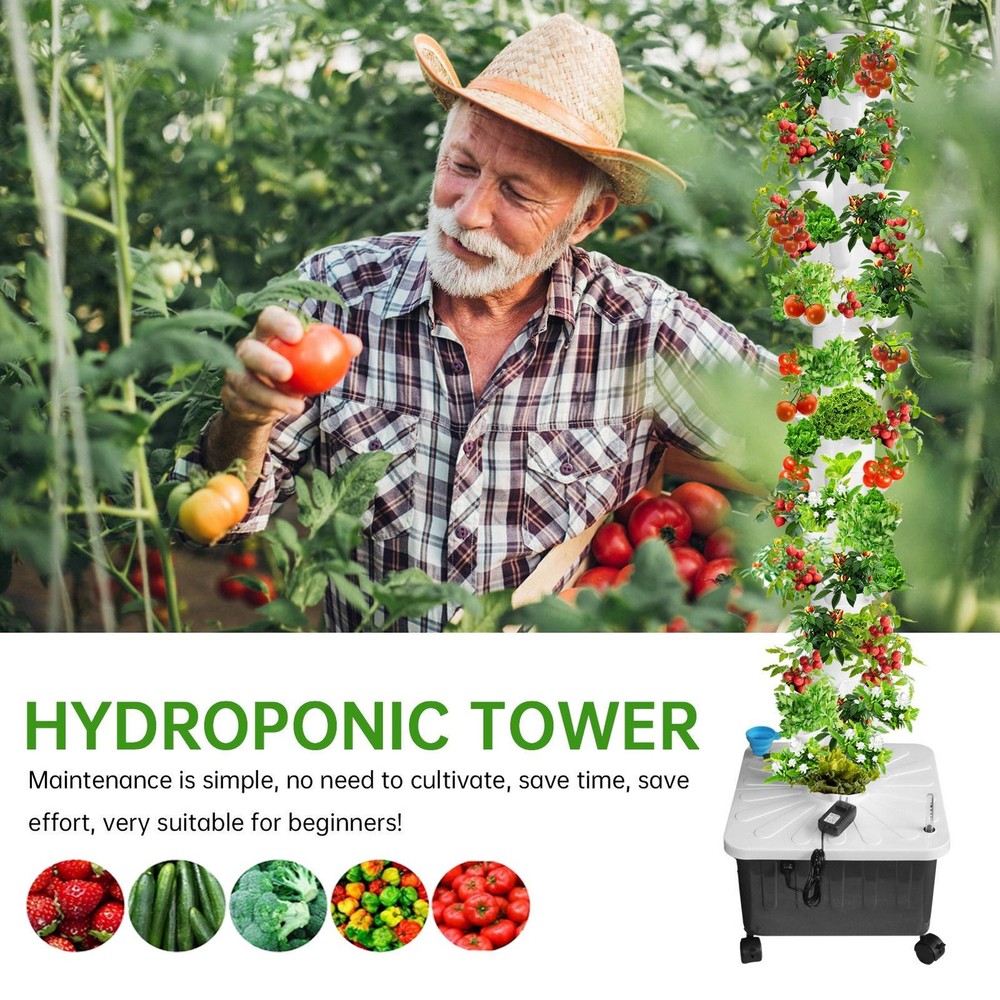 70 Pots Vertical Hydroponics Tower Set Hydroponic Growing System Garden Grow Kit