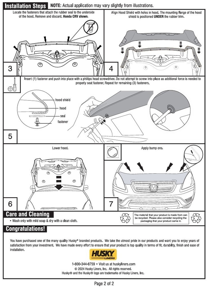 Husky BugFlector II Hood Protector Bug Shield Deflector for 2002-2006 Honda CRV