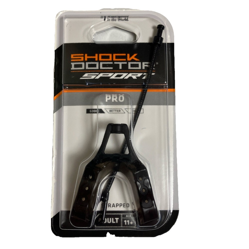 Shock Doctor Pro Strapped Mouth Guard Black Basic All Around Performance Age 11+