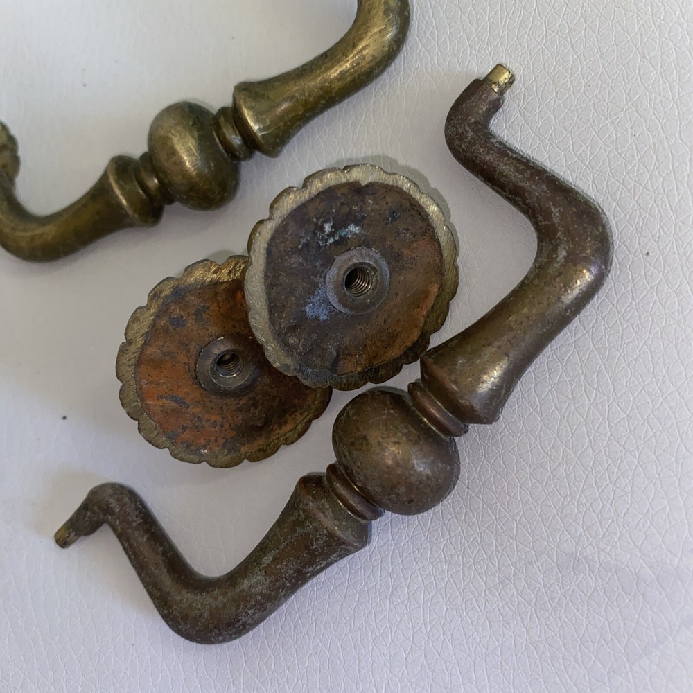 Vintage MCM Drawer Drop Pull Handle Sunburst 5” Brass Lot Of 7
