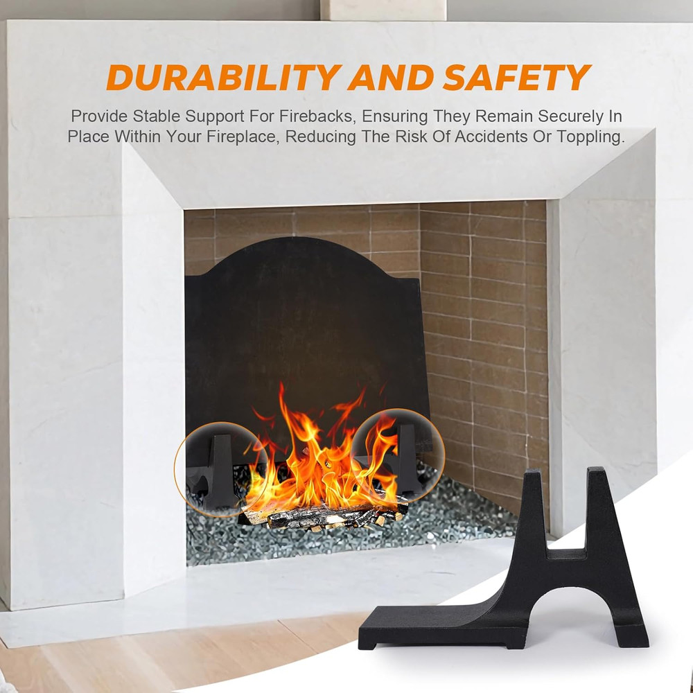 Fireback Feet Iron Fireplace Fireback Support, Cast Iron Pair of Fireback Suppor