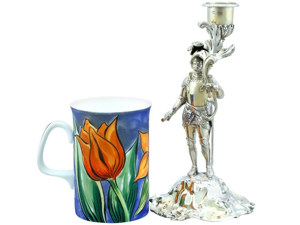 Sterling Silver Gilt Figural Candlestick by Charles Thomas Fox & George Fox