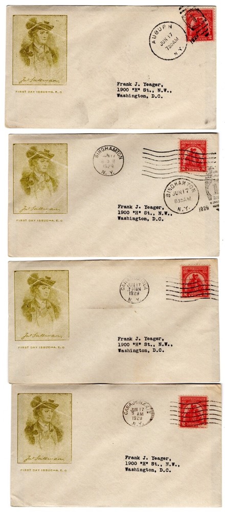 #657 Sullivan Expedition 1929 FDC - Set/15 Matched Gorham Planty #22