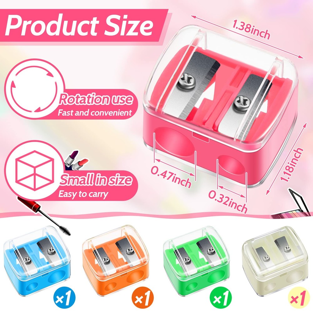 5 Pack Makeup Pencil Sharpener Plastic Lip Liner Eyeliner Multi Colors
