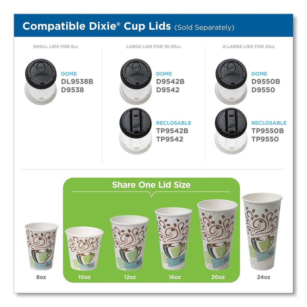 Hot Cups, Paper, 12oz, Coffee Dreams Design, 50 pack