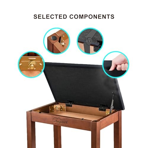 Solid Wood Piano Stool, Beech Piano Bench with Storage, Non-Composite Reddish