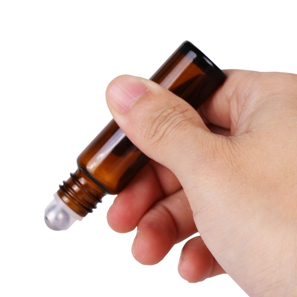 inice 24 Pack Roller Bottles for Essential Oils, Amber Galss 10ml Roll On Bot...