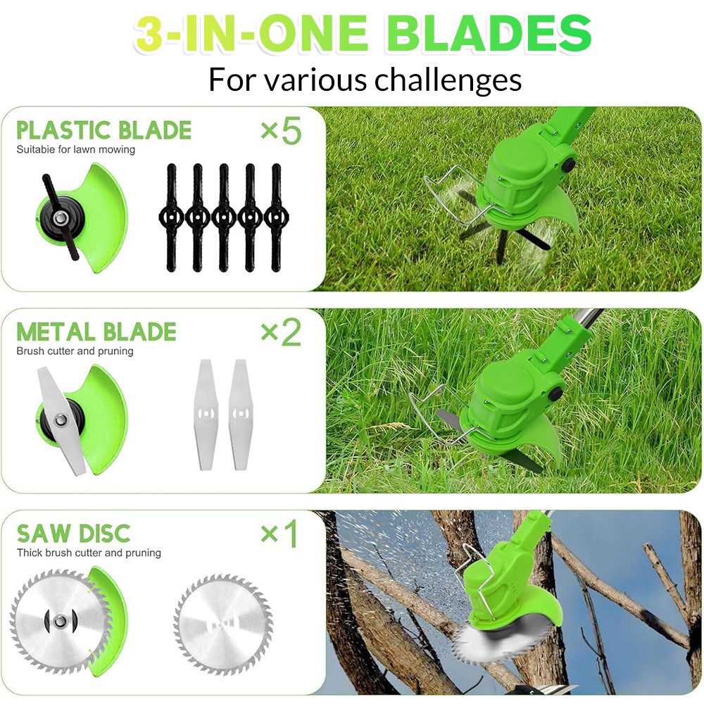 Cordless Electric Weed Lawn Eater Edger Yard Grass String Trimmer Cutter Mower