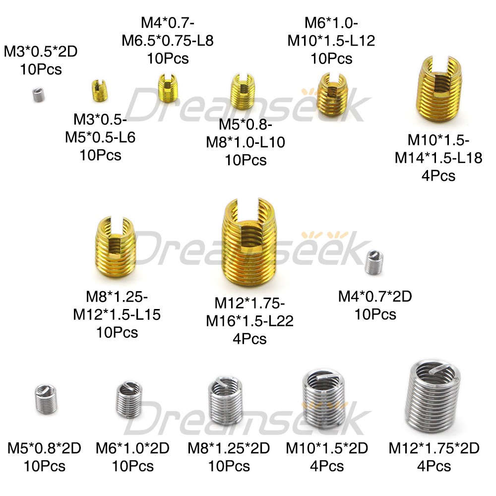 116 Pieces Stainless Steel Helicoil Thread Insert Self Tapping Threaded Inserts