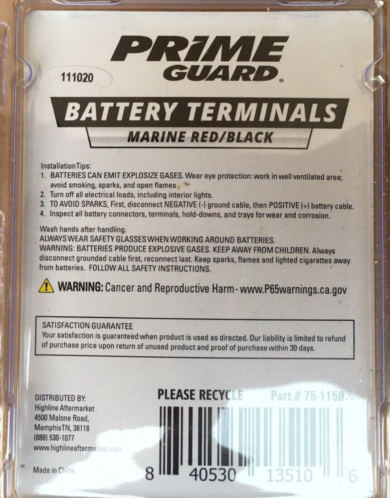 Battery Terminal Top Post Adapter to Stud - Marine Epoxy Coated W/ Wing Nut