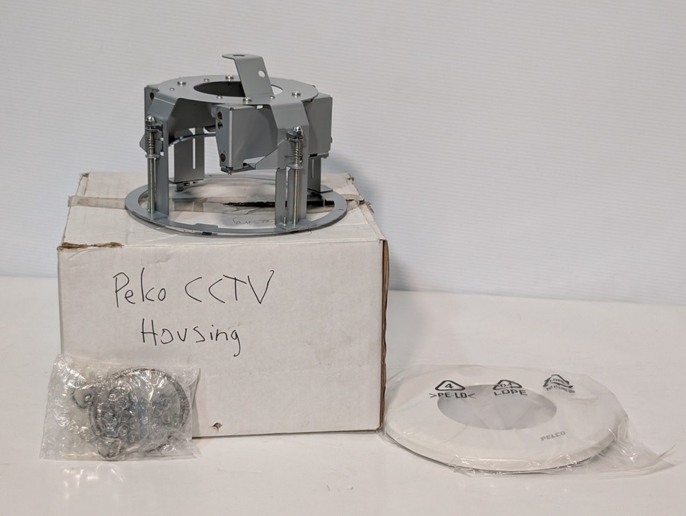 Pelco CCTV Flush Security Camera Mounting Housing Kit for Ceiling White Plate