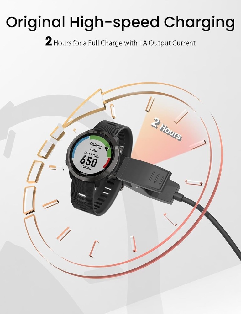 Durable 3.3ft Replacement Charging Cable for Garmin Lily, Forerunner & Vivomove