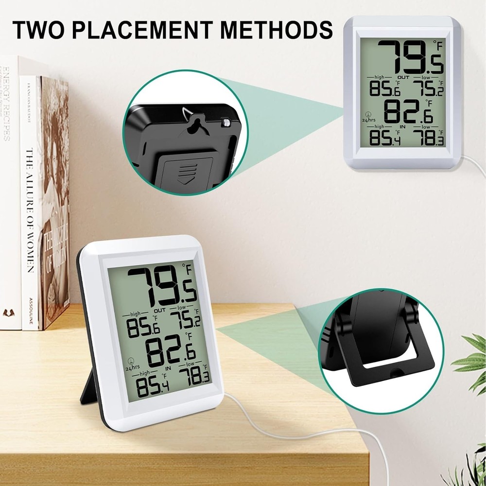 Digital LCD Thermometer for Home and Office - Wired, Waterproof, Compact Design