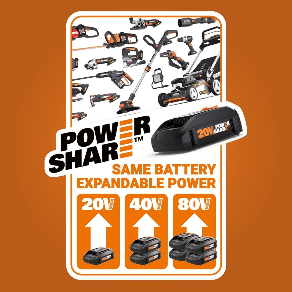 WORX WG928 20V Cordless String Trimmer & Leaf Blower Combo – 2 Batts