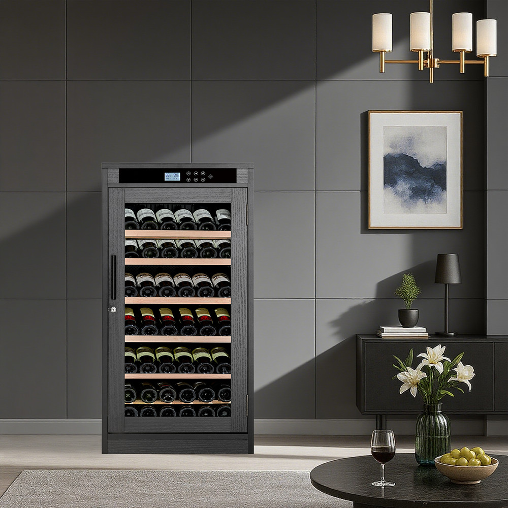 26" Compact Wine Cabinet w/ Wheel LED Touch Screen Display Constant Temperature
