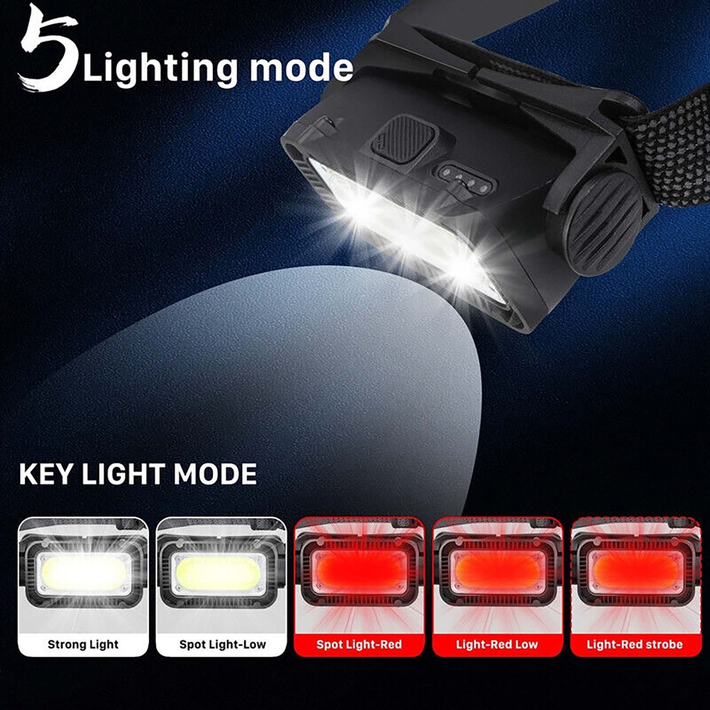 USB Rechargeable LED Headlamp Headlight Lamp Torch Flashlight W/ Charging Cable