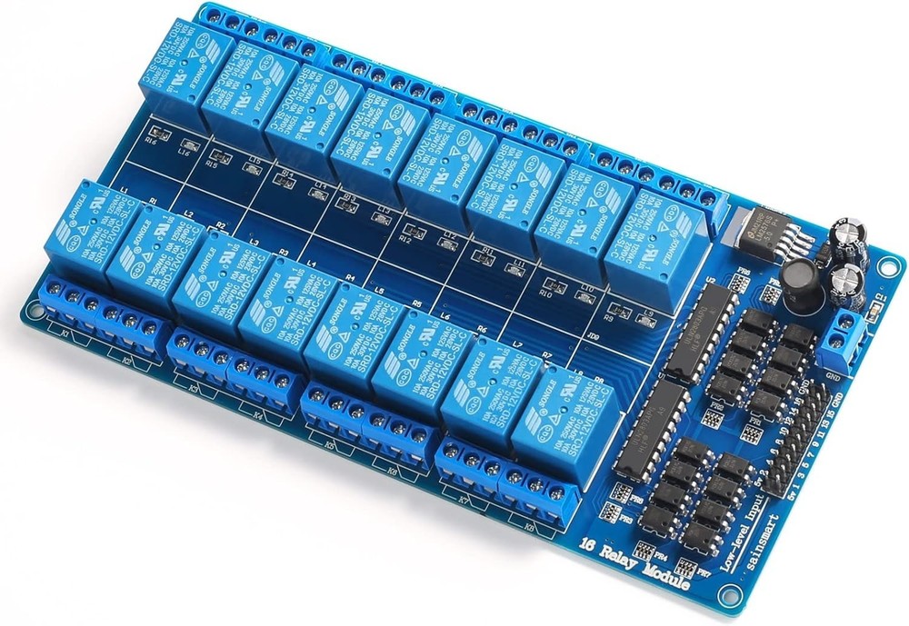 Automated 16-Channel Relay Board - 12V High-Current Solution for DIY Projects