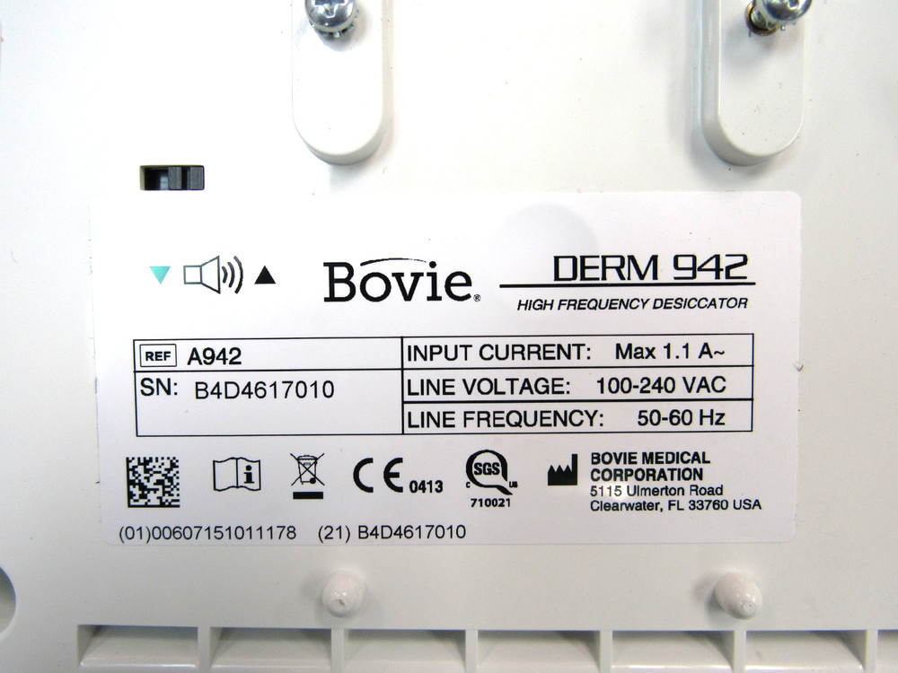 Bovie Derm 942 High-Frequency Desiccator /Electrosurgical Unit