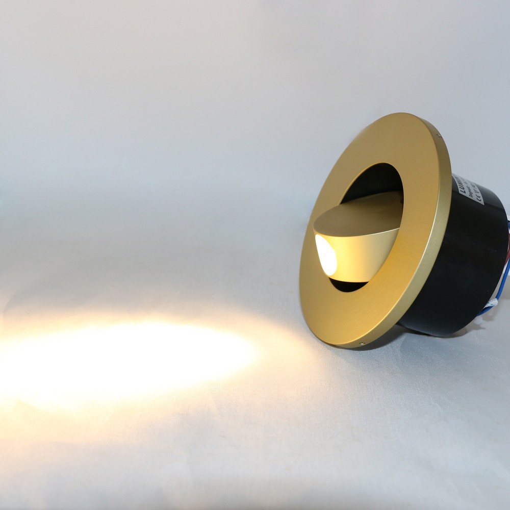Circle LED Hotel Bedside Lamp Rotatable Head Recessed Wall Light Fixture Switch