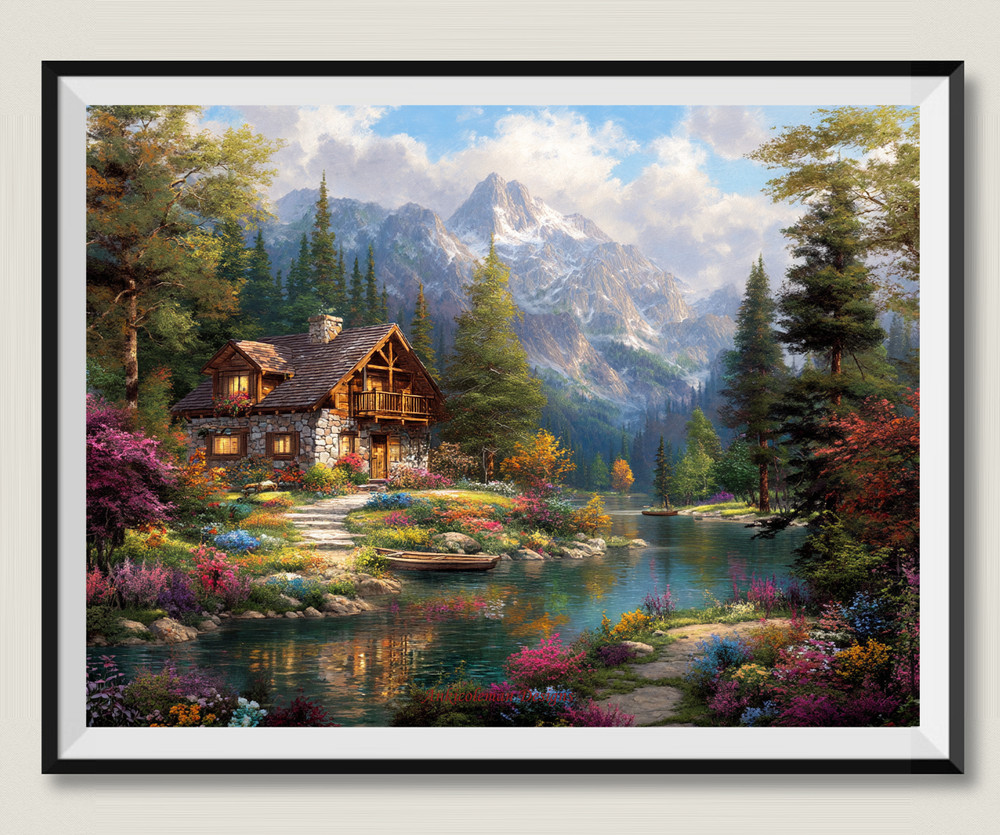 Mountain Chalet - Chart Counted Cross Stitch Patterns Needlework DIY DMC Color
