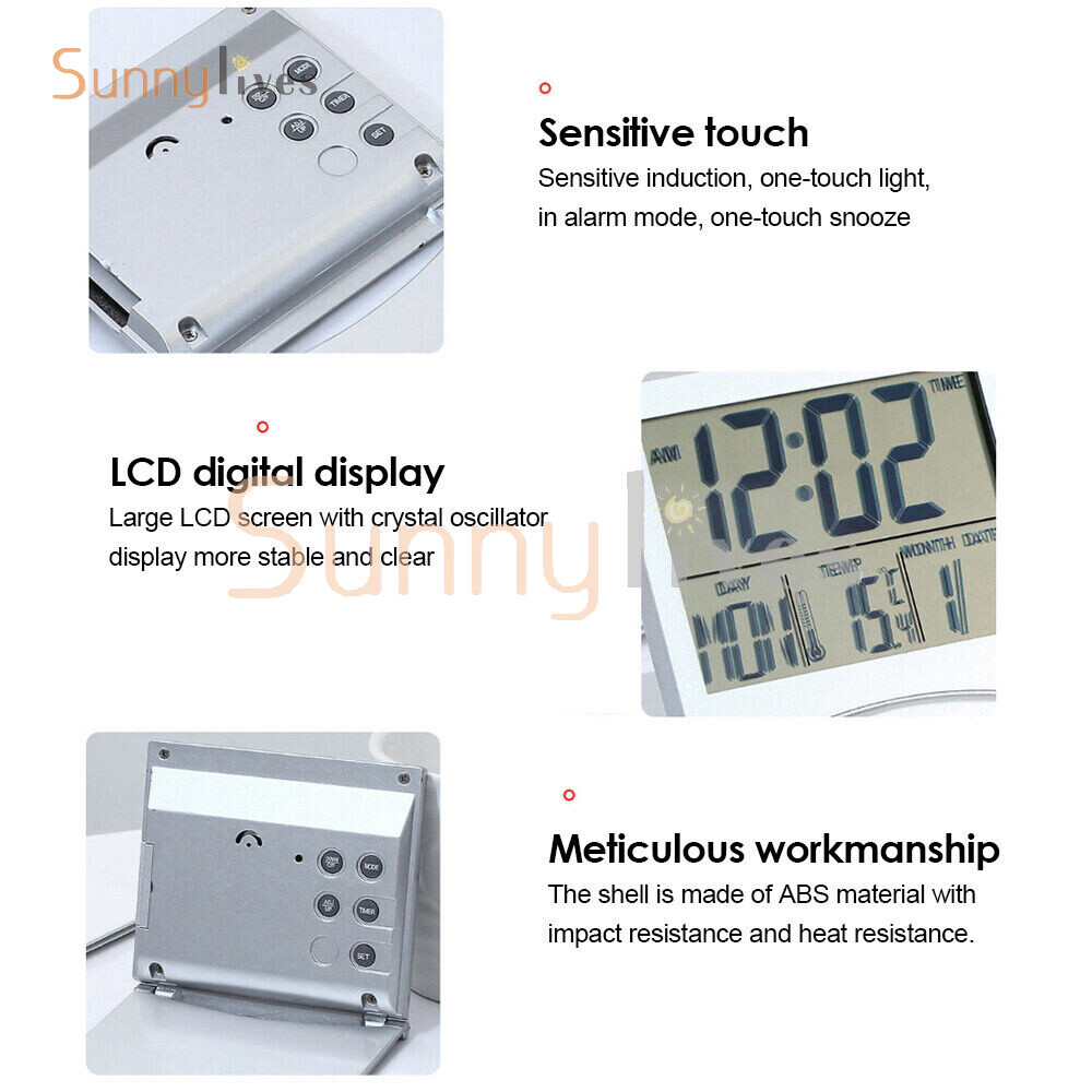 Digital Deck Clock Foldable Calendar Temperature Timer Alarm Clock LCD Display