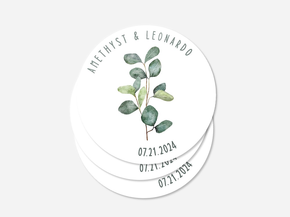 Personalised wedding round sticker labels, custom stickers