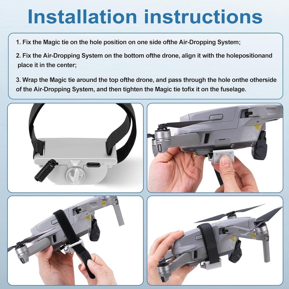 Universal Drone Airdrop System - payload airdrop release device with white