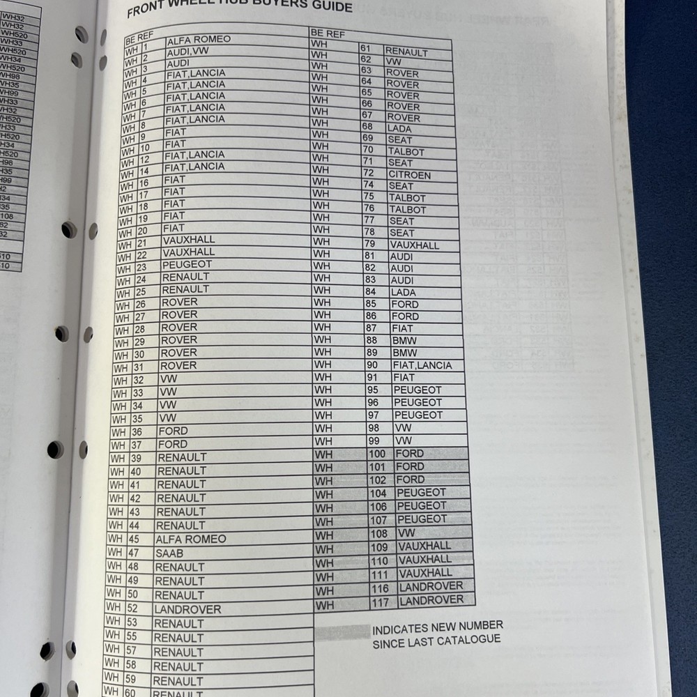 BRAKE ENGINEERING WHEEL HUB CATALOGUE 99-2000