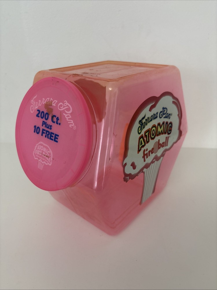 Ferrara Pan Candy Atomic Fire Ball Display Plastic Jar Retro
