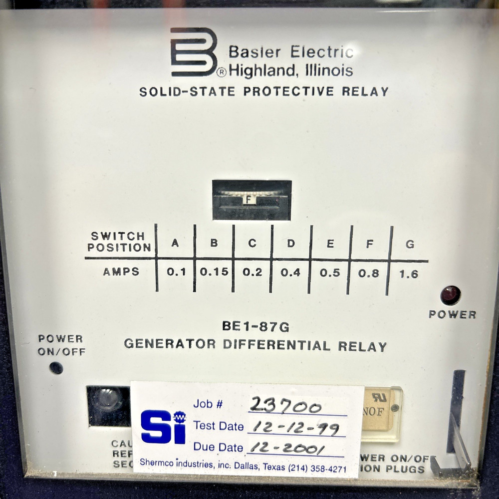 Basler Electric BE1-87G Solid State Protective / Generator Differential Relay 🟦