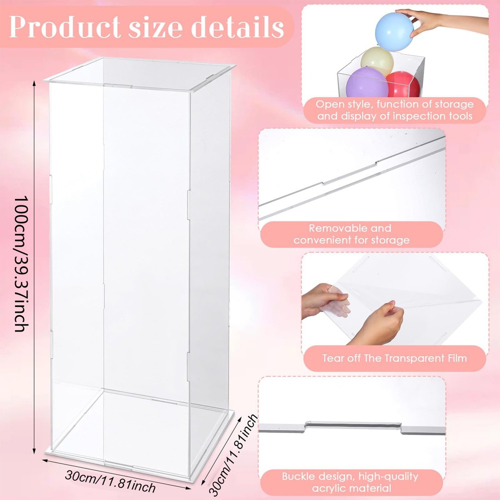 2Pack Large Premium Clear Rectangle Acrylic Deacor Display Pedestal Riser Stands