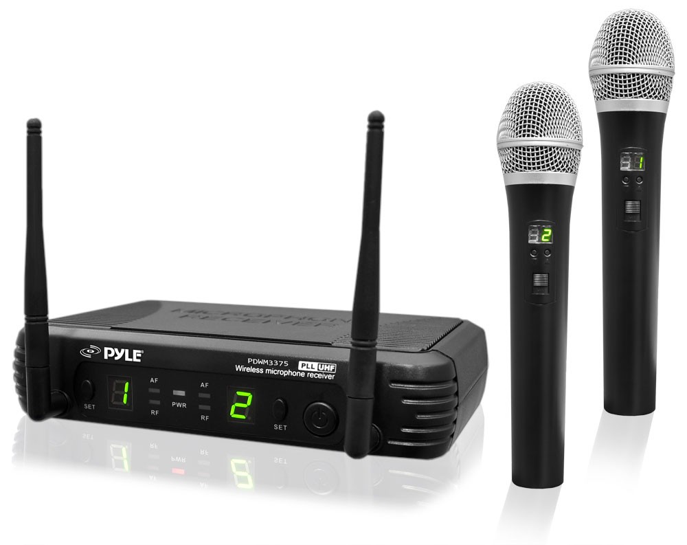 Pyle Home Display Digital Receiver, 2x 3.5'' 200W Black Speakers, Mic System