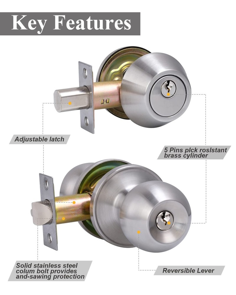 (3Sets) All Keyed Same Entry Door 3 Pack, Deadbolt Lockset-Keyed Alike