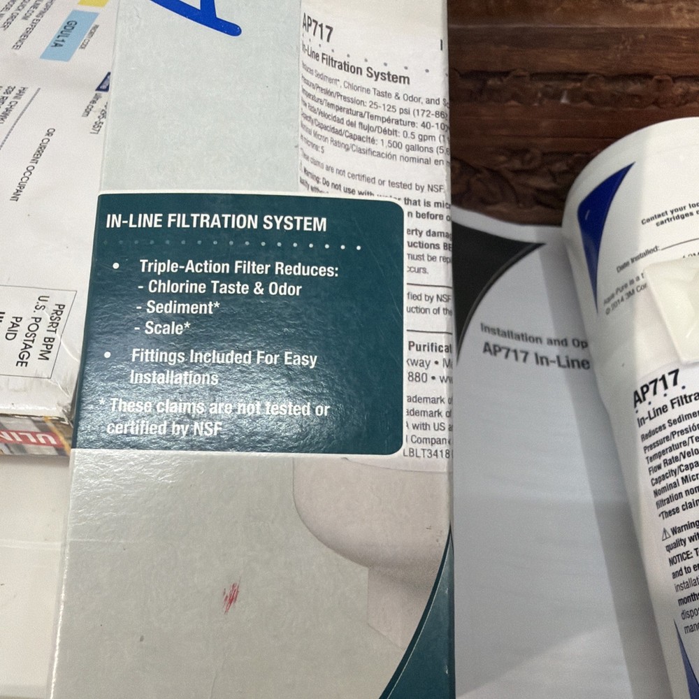 Aqua-Pure AP717 Inline Water Filter Ice Make Refrigerator Kitchen