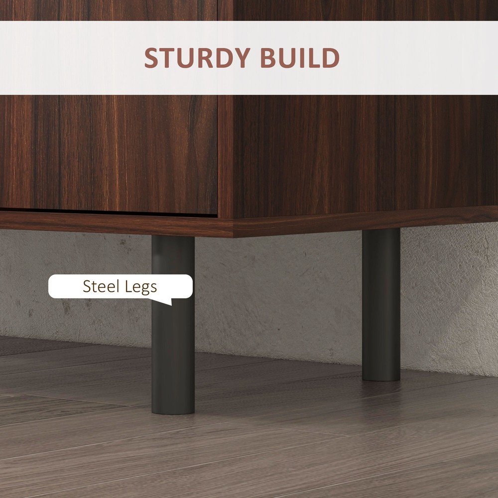 Retro Sideboard with 2 Cabinets 3 Drawers, Buffet Table Rustic Brown