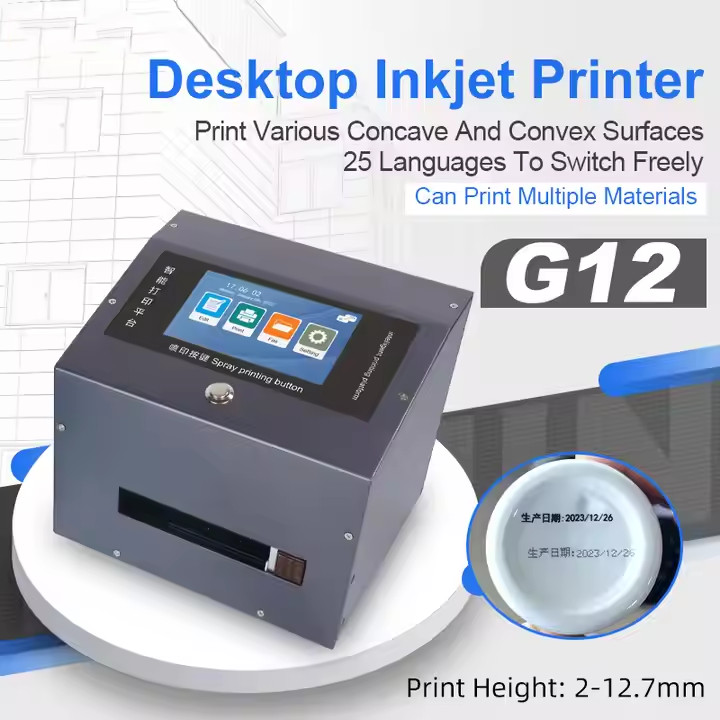 Desktop inkjet printer prints bottle QR code, batch number, production date