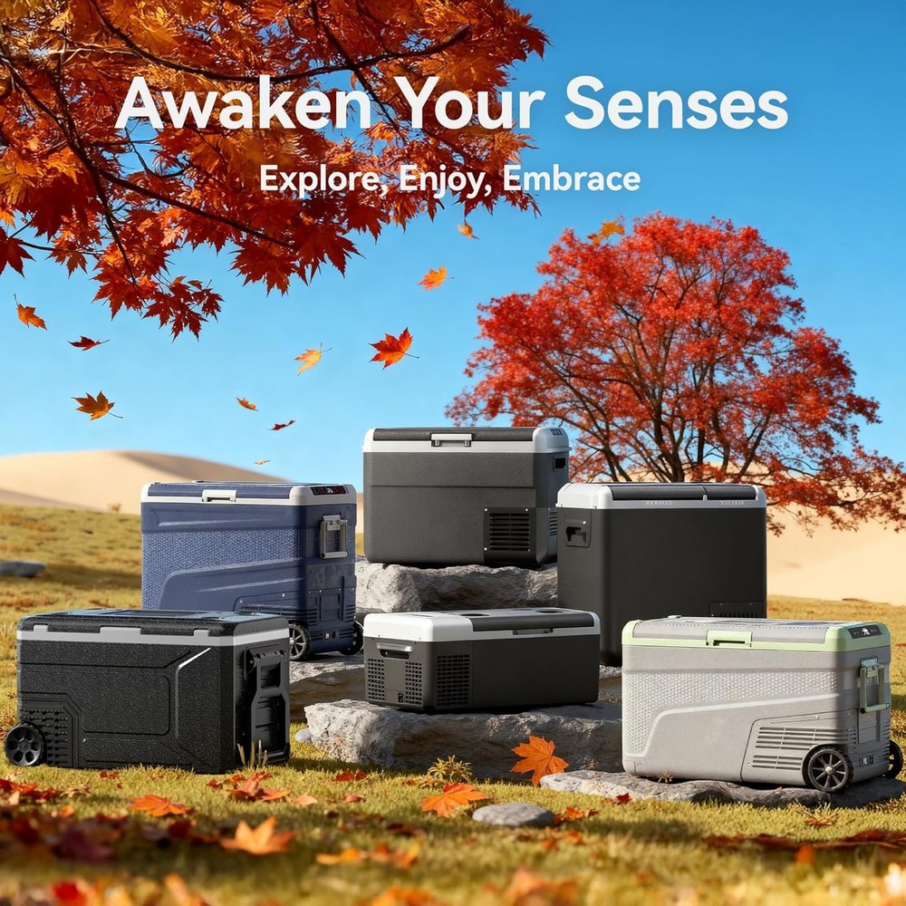 12V Car Refrigerator Portable Freezer -4℉~68℉, Compressor Cooler Fridge for Camp